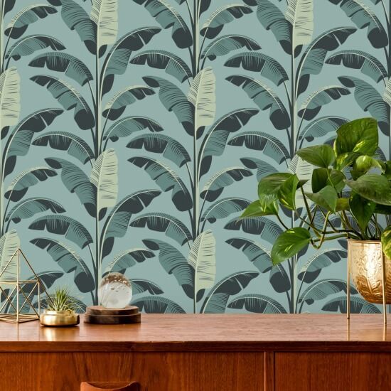 Banana Leaf Blue Wallpaper