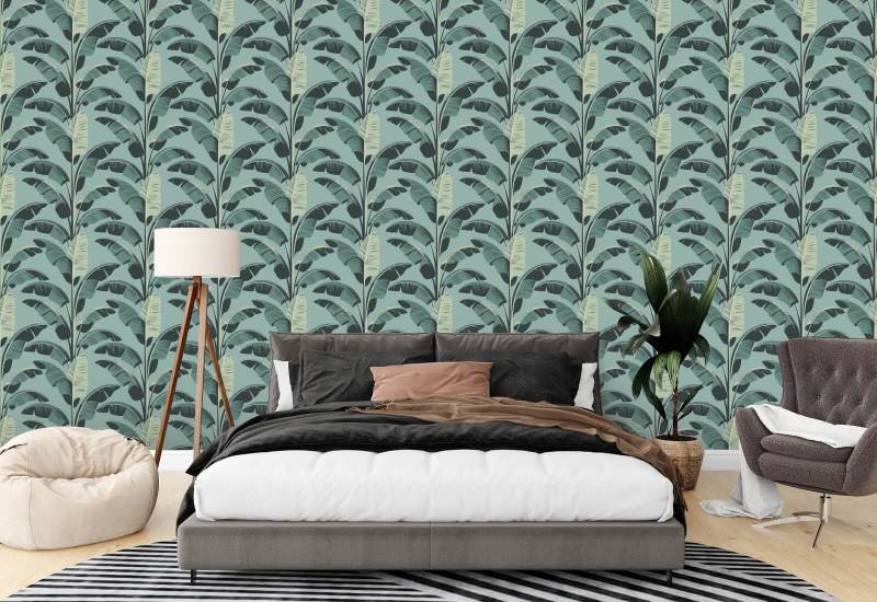 Bananblad Blå tapet