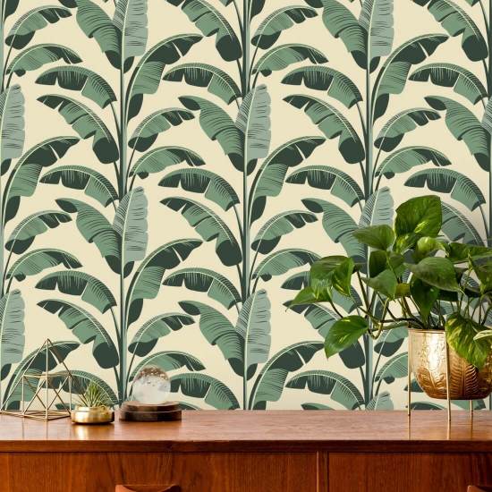 Folha de banana Papel de parede de champanhe