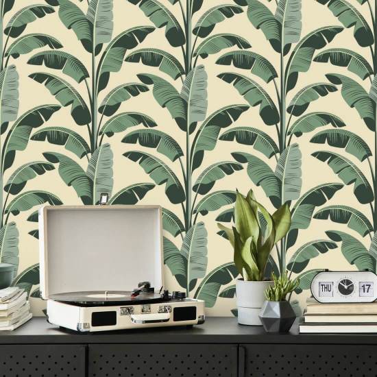 Foglia di banana Carta da parati Champagne