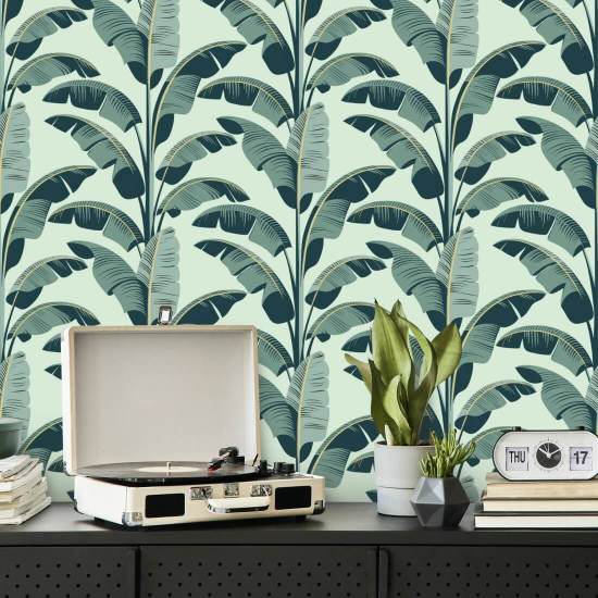 Bananenblad Groen behang