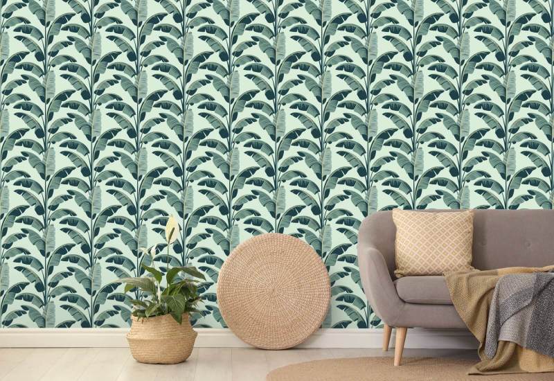 Bananenblad Groen behang