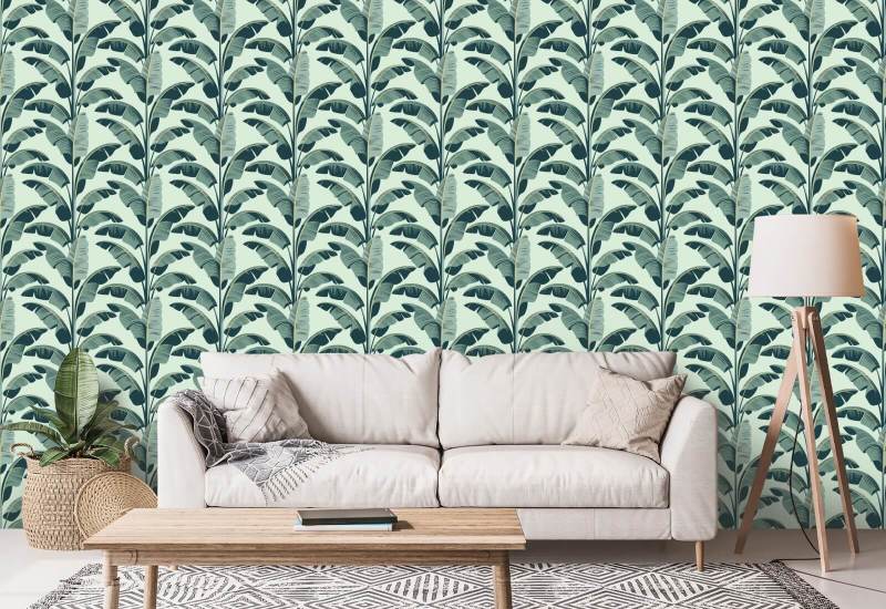 Folha de banana Papel de parede verde