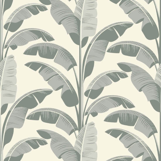 Feuille de bananier Papier peint Sage Grey