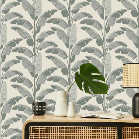 Bananblad Sage Grey Bakgrunn