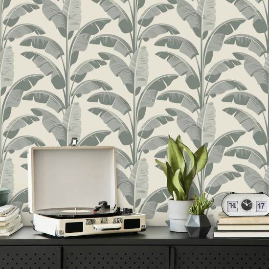 Bananenblatt Salbeigraue Tapete