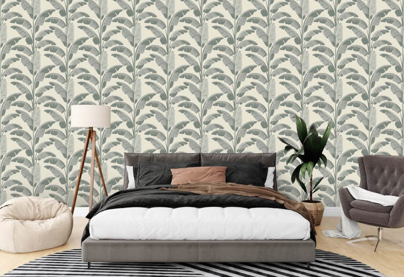 Banana Leaf Sage Gray Wallpaper