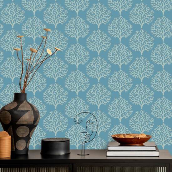 Beach Coral Sanibel Blue Wallpaper