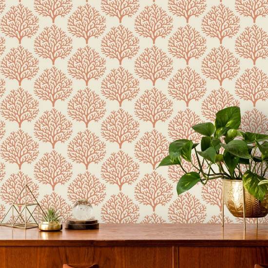 Beach Coral Red Clay Wallpaper