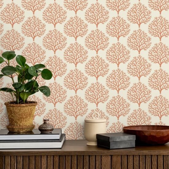 Beach Coral Red Clay Wallpaper