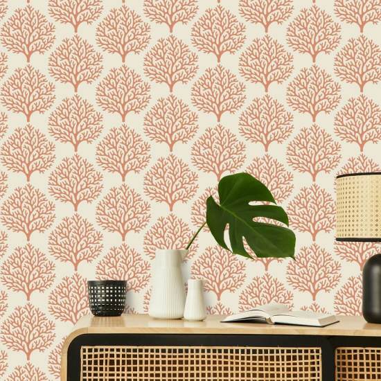 Beach Coral Red Clay Wallpaper