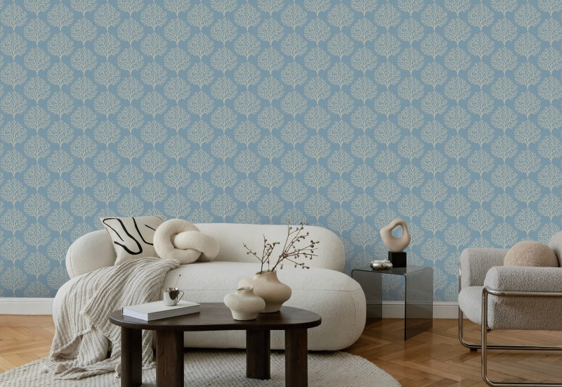 Coral de plage Papier peint Sky Blue