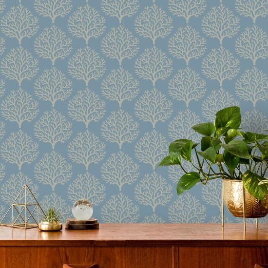 Coral de plage Papier peint Sky Blue