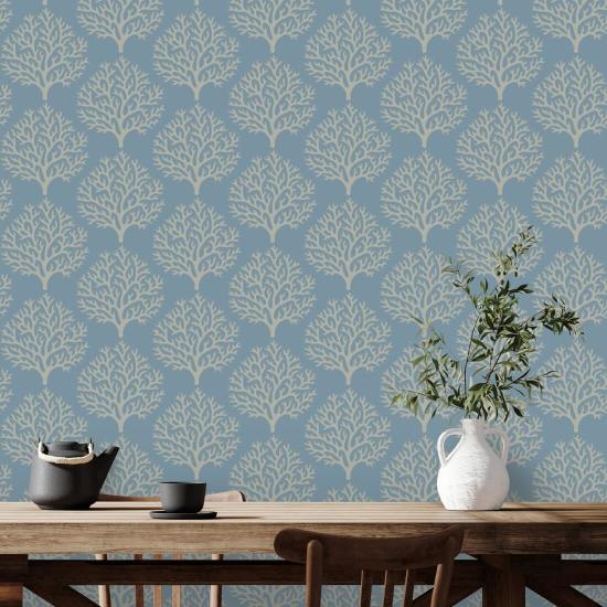 Coral de plage Papier peint Sky Blue