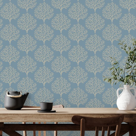 Beach Coral Sky Blue Wallpaper