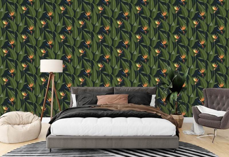 Die Vögel des Paradieses Schwarze Tapete
