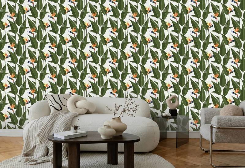 Die Vögel des Paradieses Weiße Tapete