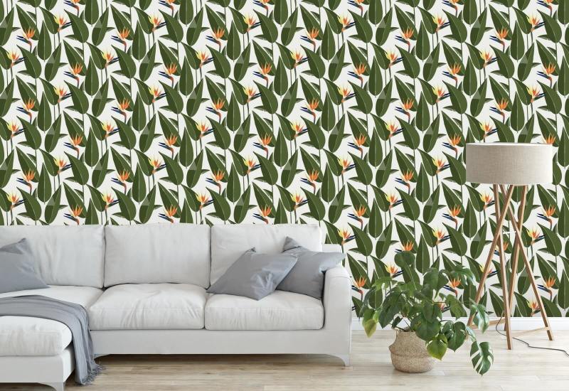 Birds of Paradise White Wallpaper