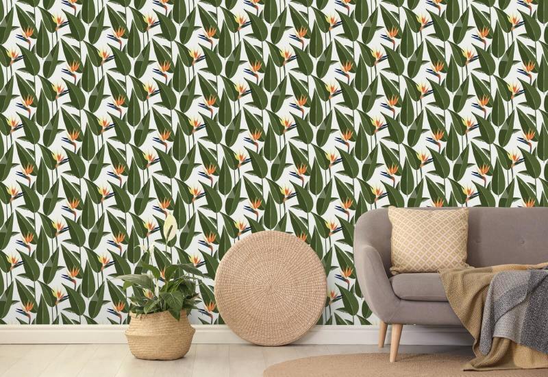 Birds of Paradise White Wallpaper