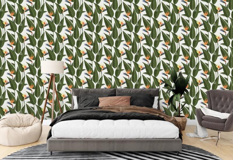 Birds of Paradise White Wallpaper