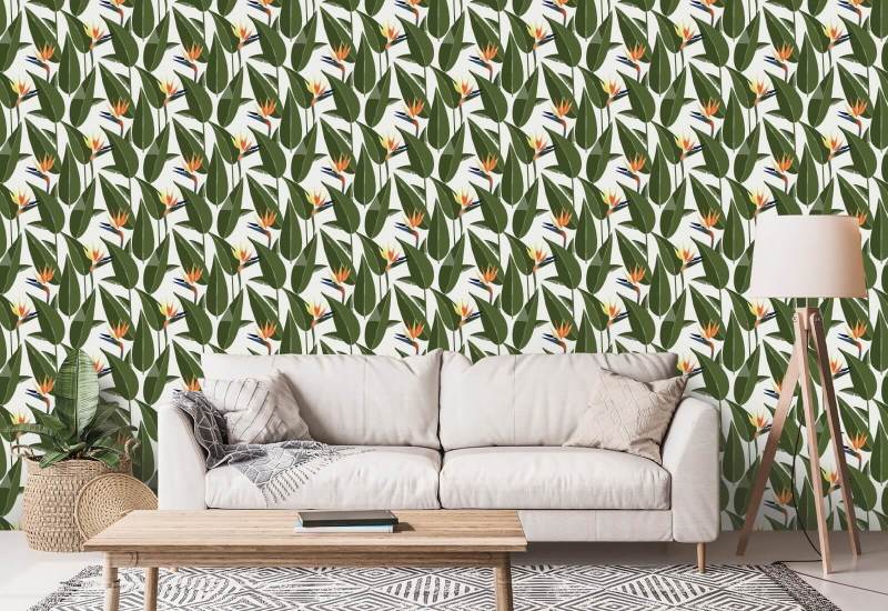 Die Vögel des Paradieses Weiße Tapete