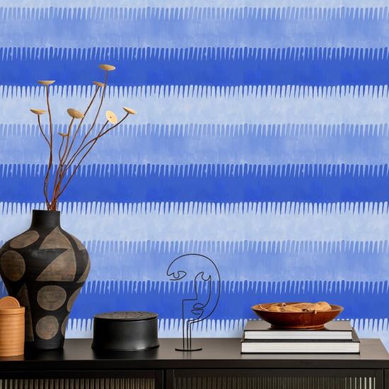 Cabana Stripe Blues Wallpaper