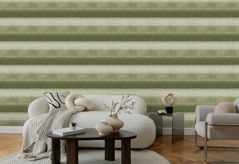 Cabana Stripe Olives Wallpaper