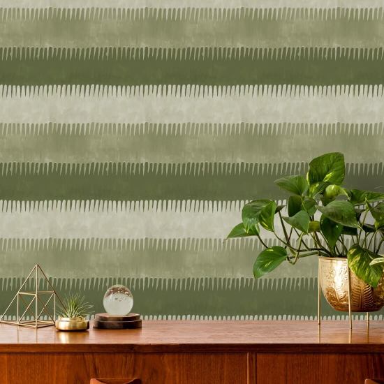 Cabana Stripe Olives Wallpaper
