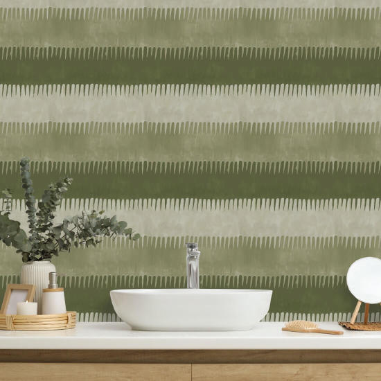 Cabana Stripe Olives Wallpaper