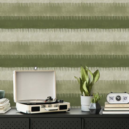 Cabana Stripe Oliven tapet