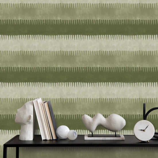 Cabana Stripe Carta da parati con olive