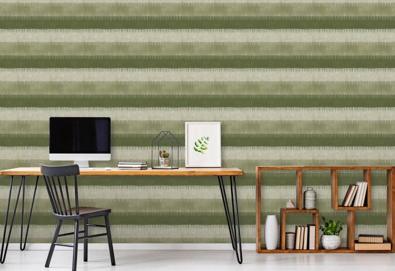 Cabana Stripe Oliven tapet