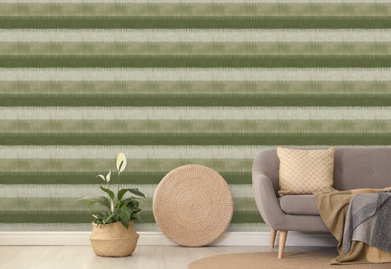 Cabana Stripe Carta da parati con olive