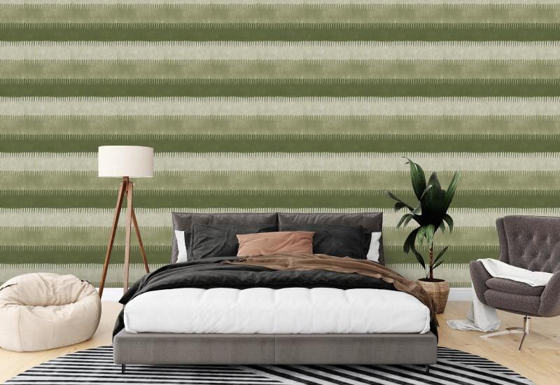 Cabana Stripe Olives Wallpaper