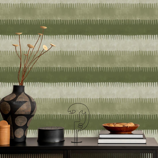 Cabana Stripe Carta da parati con olive