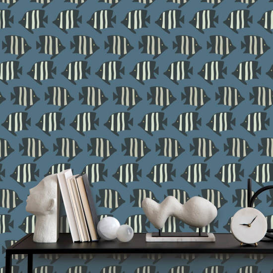 Peixes costeiros Papel de parede azul