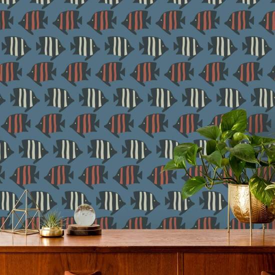 Coastal Fish Crab Red Wallpaper