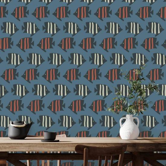 Kustvissen Crab Red behang