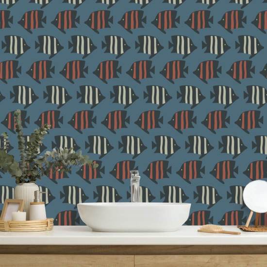 Kustvissen Crab Red behang