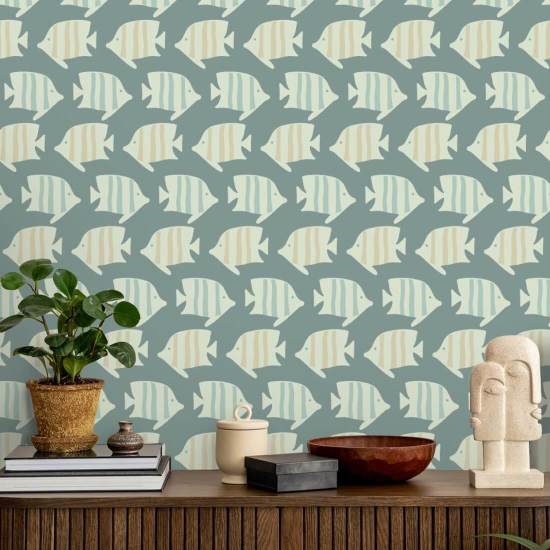 Coastal Fish Tropical Green Wallpaper