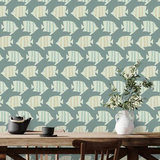 Coastal Fish Tropical Green Wallpaper