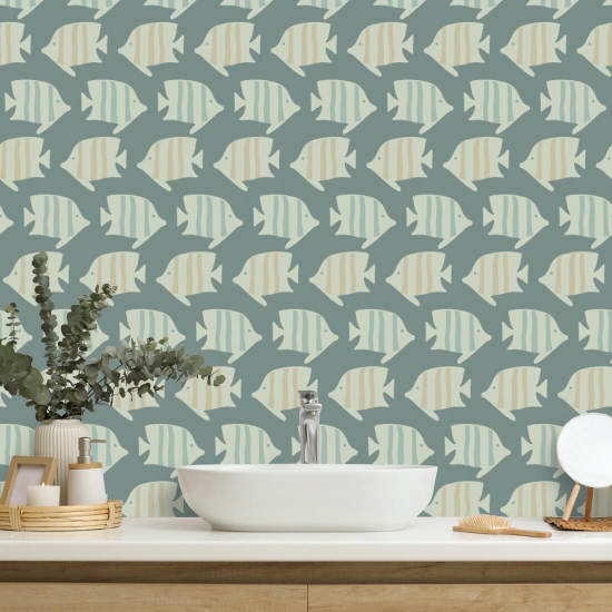 Coastal Fish Tropical Green Wallpaper