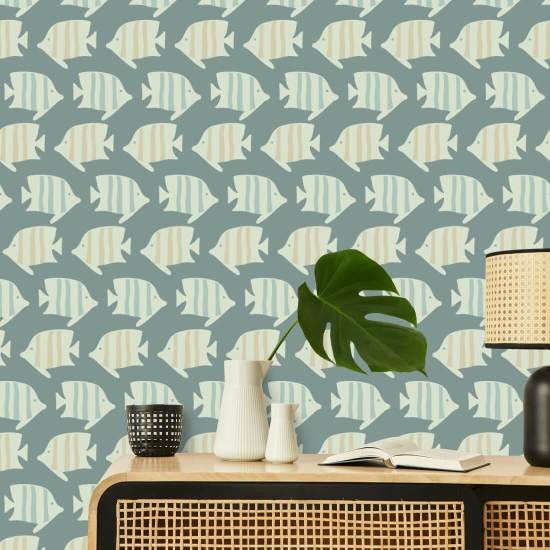 Coastal Fish Tropical Green Wallpaper