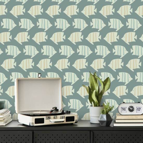 Coastal Fish Tropical Green Wallpaper