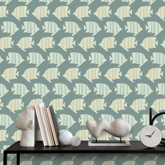 Coastal Fish Tropical Green Wallpaper