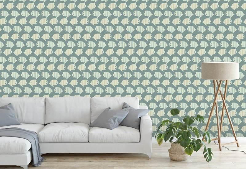 Coastal Fish Tropical Green Wallpaper