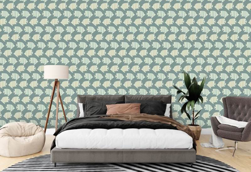 Coastal Fish Tropical Green Wallpaper