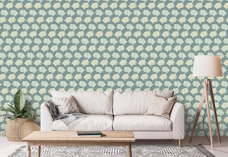 Kustfisk Tropisk grön tapet