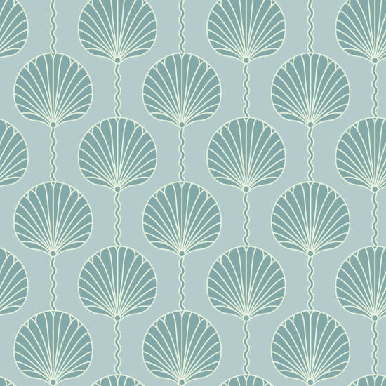 Giglio decorativo Carta da parati blu chiaro e verde acqua