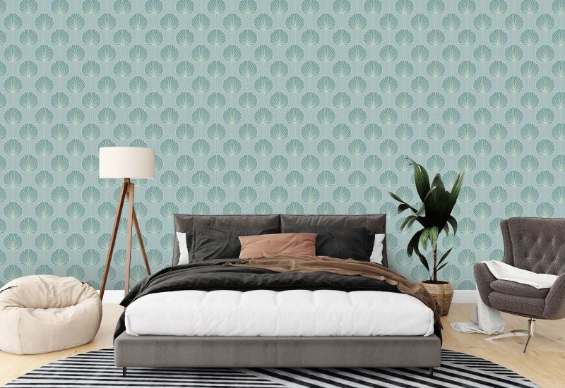 Deco Lily Papier peint bleu clair et bleu sarcelle